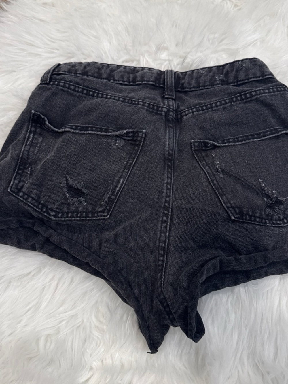 wild fable Black Washed High-Rise Distressed Denim Shorts